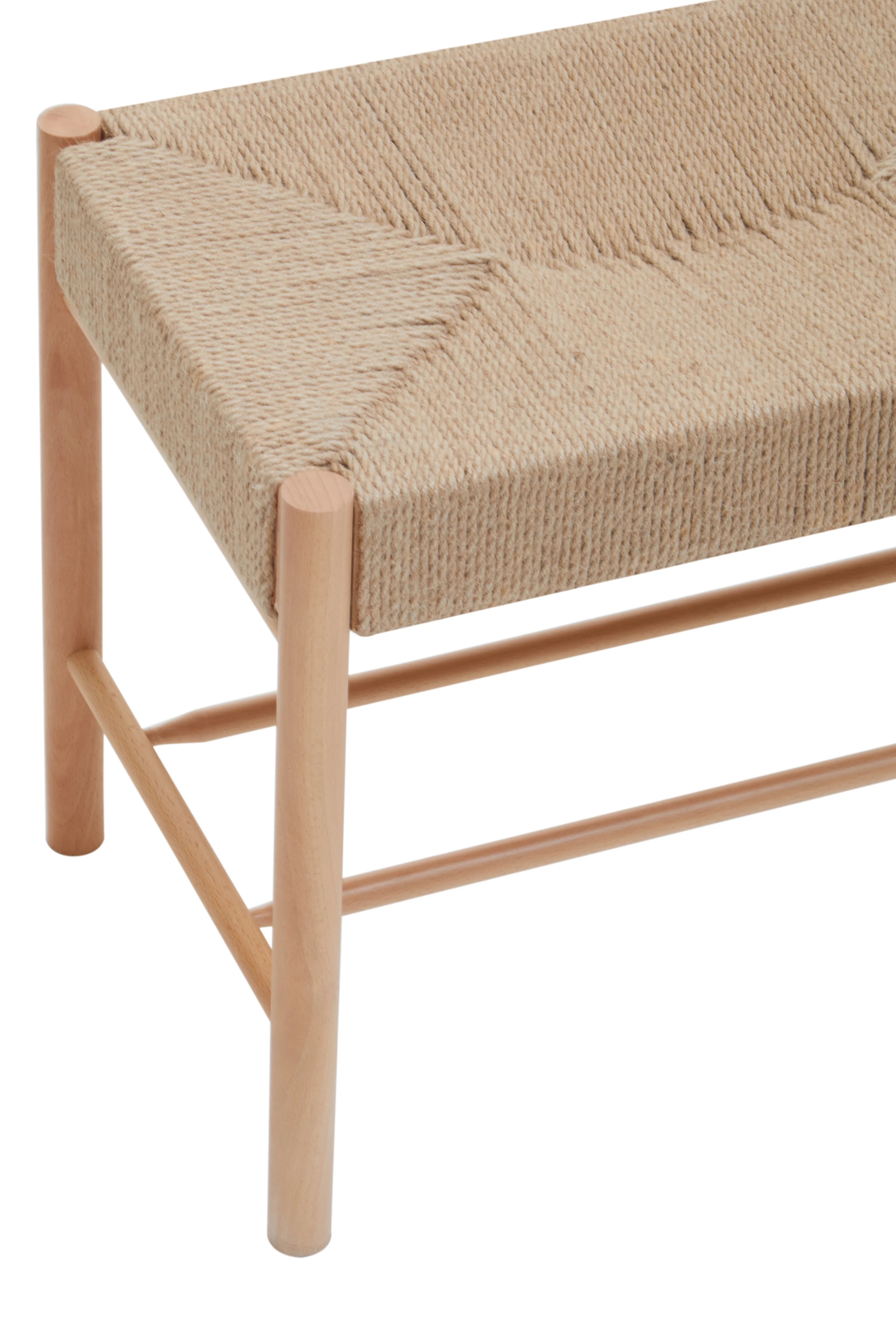 Cleets Natural Wood & Woven Rope Bench | Large